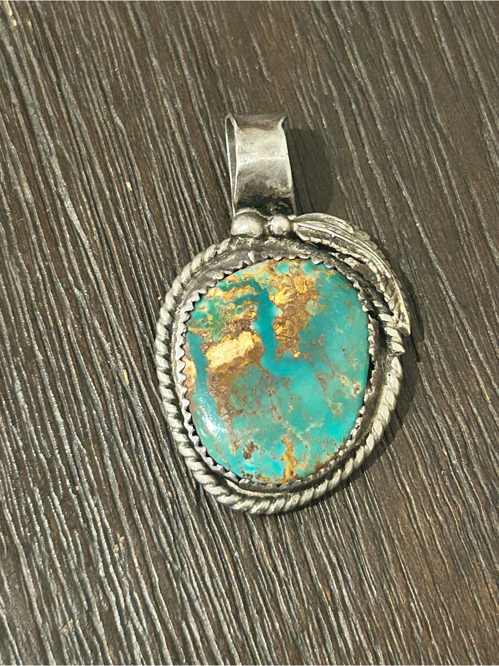 Stamped Sarah G. Sargo Turquoise and Sterling Pendant